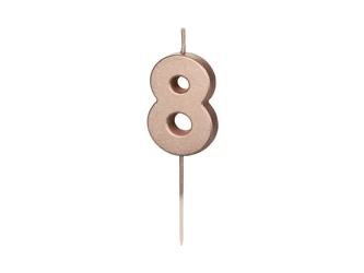 Birthday candle - Number 8 - Pink gold - 4,5 cm - 1 pcs.