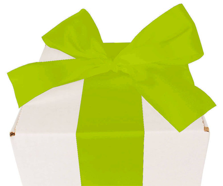 WHITE CARDBOARD BOX - with green ribbon - 15x15x20cm