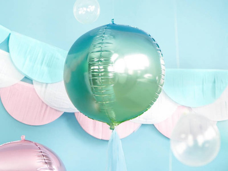 Foil balloon - Ombre ball - Blue-Green - 35 cm