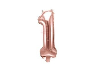 Foil balloon - Number "1" - Pink gold - 35 cm