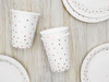 Paper cups - White - Dots pink gold - 260ml - 6 pieces