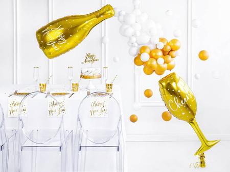 Foil balloon - Glass - Cheers - Gold - 28 x 80 cm