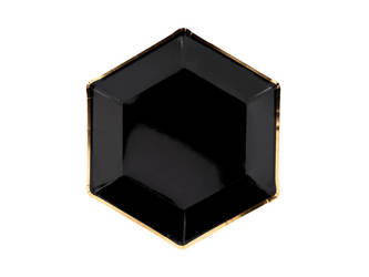 Plates - black with gold edges - 23 cm - 6 pcs.