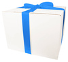 WHITE CARDBOARD BOX - with blue ribbon - 40x40x30cm