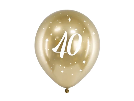 Glossy Balloons 30cm - Birthday - 40 - Gold - 6 pcs