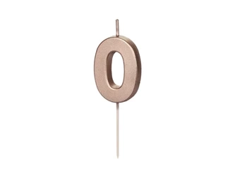 Birthday candle - Number 0 - Pink gold - 4,5 cm - 1 pcs.