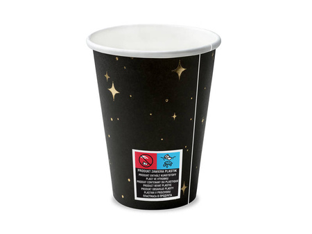 Cups - 260 ml - Black with stars - 6 pcs.