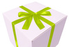 WHITE CARDBOARD BOX - with green ribbon - 50x50x50cm