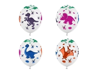 Balloons 30 cm - Dinosaurs - Pastel Pure White - 6 pcs.