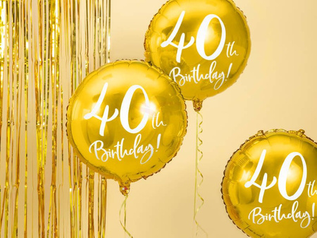 Foil Balloon - Round - 40th Birthday! - Gold - 45cm