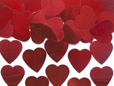 Metalized confetti - Hearts - Red - 25mm - 10g