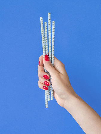 Paper straws - light blue - 19.5 cm