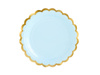 Plates - light blue with gold edges - 18 cm - 6 pcs