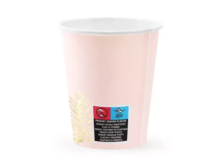 Cups - Leaves - Light Pink - 220 ml - 6 pcs