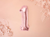 Foil balloon - Number "1" - Pink gold - 35 cm 