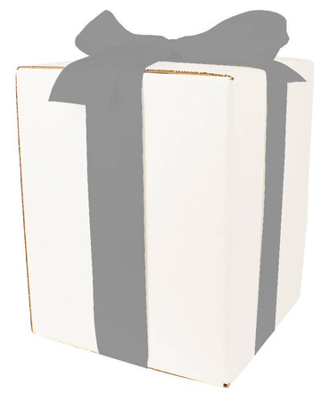 WHITE CARDBOARD BOX - with silver ribbon - 20x20x25cm