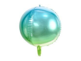 Foil balloon - Ombre ball - Blue-Green - 35 cm