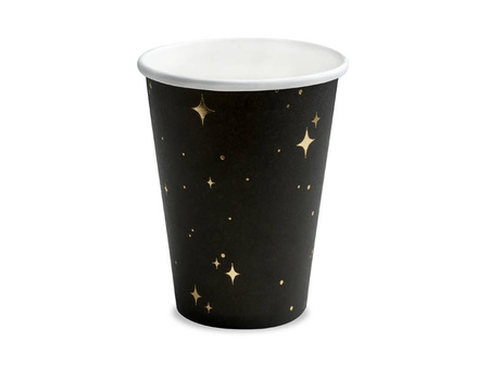 Cups - 260 ml - Black with stars - 6 pcs.