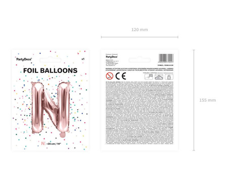 Foil balloon - Letter "N" - Pink Gold - 35 cm