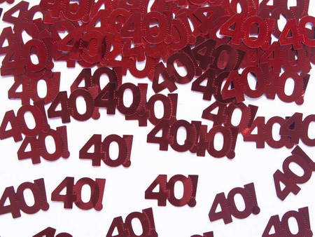 Metalized confetti - Number 40 - Red - 15 g