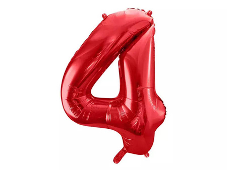 Foil balloon Number "4" Four - 86 cm - red