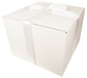 WHITE CARDBOARD BOX - with light cream ribbon - 40x40x30cm