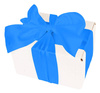 WHITE CARDBOARD BOX - with blue ribbon - 13x10x8cm