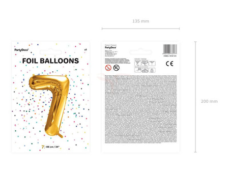 Foil balloon - Number "7" - Gold - 86 cm