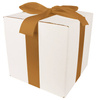 WHITE CARDBOARD BOX - with light gold ribbon - 25x25x25cm