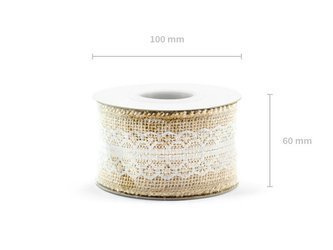 Decorative ribbon - Jute with lace - 5 x 500 cm