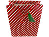 Gift Bag - CHRISTMAS - Red Green Stripes - 330x263x137mm