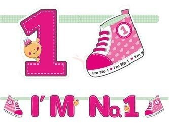 Banner for one year anniversary - I'm No. 1 - Pink - 16 x 110 cm