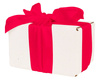 WHITE CARDBOARD BOX - with dark pink ribbon - 13x10x8cm