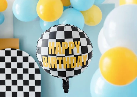 Foil balloon - Checkerboard - Happy Birthday - 45 cm - Mix