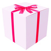 WHITE CARDBOARD BOX - with dark pink ribbon - 50x50x50cm