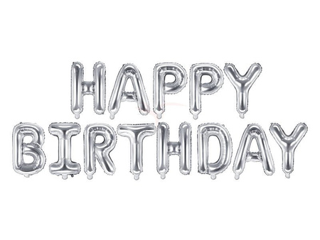 Foil balloon - Happy Birthday - Silver - 340 x 35cm