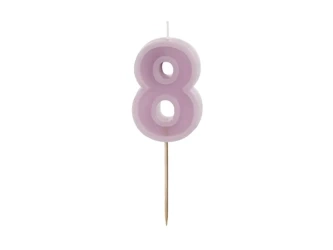 Birthday candle - Number 8 - Purple - 6cm