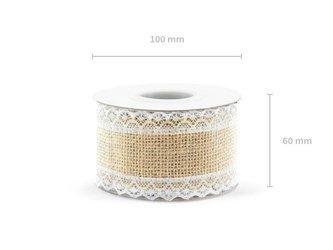 Decorative ribbon - Jute with lace - 5 x 500 cm