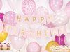 Birthday banner - Happy Birthday - Bright pink - 15 x 175 cm