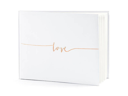 Guest Book - Love - White - Pink Gold - 24 x 18.5 cm - 22 cards