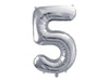 Foil balloon - Number "5" - Silver - 86 cm