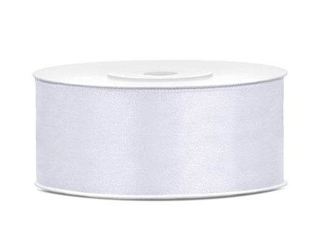 Satin ribbon - White - 25 mm x 25 m 