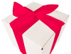 WHITE CARDBOARD BOX - with dark pink ribbon - 20x20x20cm