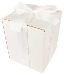 WHITE CARDBOARD BOX - with light cream ribbon - 20x20x25cm