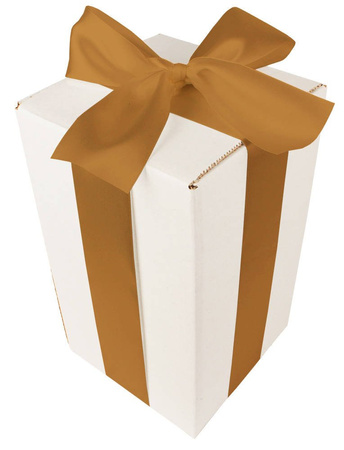 WHITE CARDBOARD BOX - with light gold ribbon - 25x15x15cm