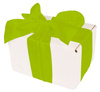 WHITE CARDBOARD BOX - with green ribbon - 13x10x8cm