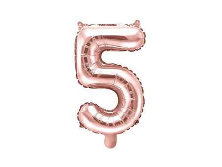 Foil balloon - Number "5" - Pink gold - 35 cm 