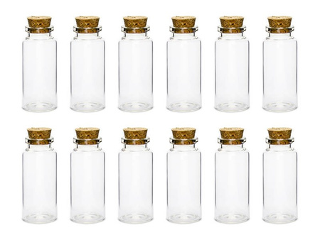 Glass bottles with cork - 7,5 cm - 12 pcs.