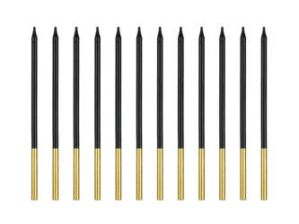 Smooth Birthday Candles - Black - 14cm - 12 pieces