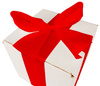 WHITE CARDBOARD BOX - with red ribbon - 15x15x15cm